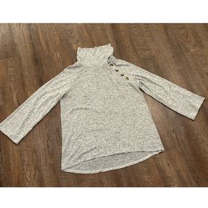 New Directions Studio Women Gray Long Sleeves Cowl Neck Pullover Sweater Size L